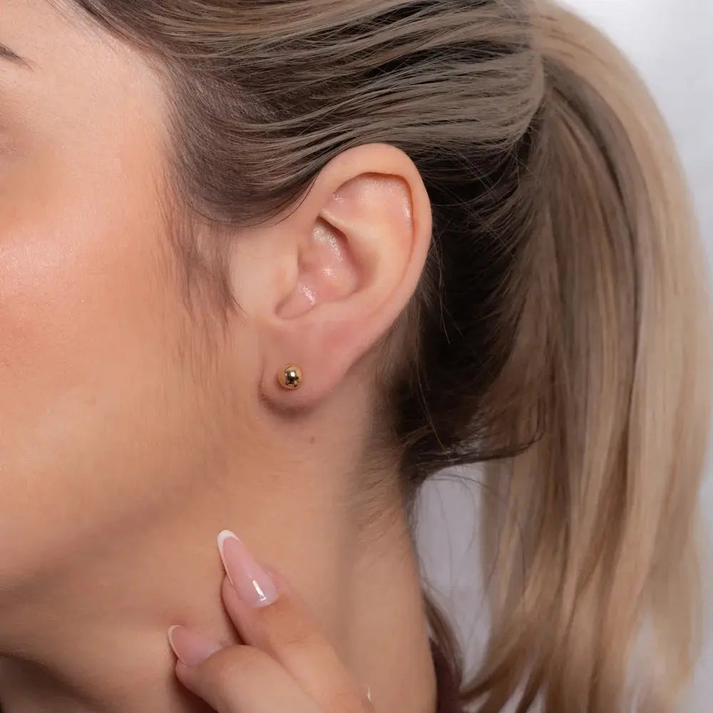 18k Gold Plated Smooth Ball Earring Dublin - Tamis Jewellery Ireland