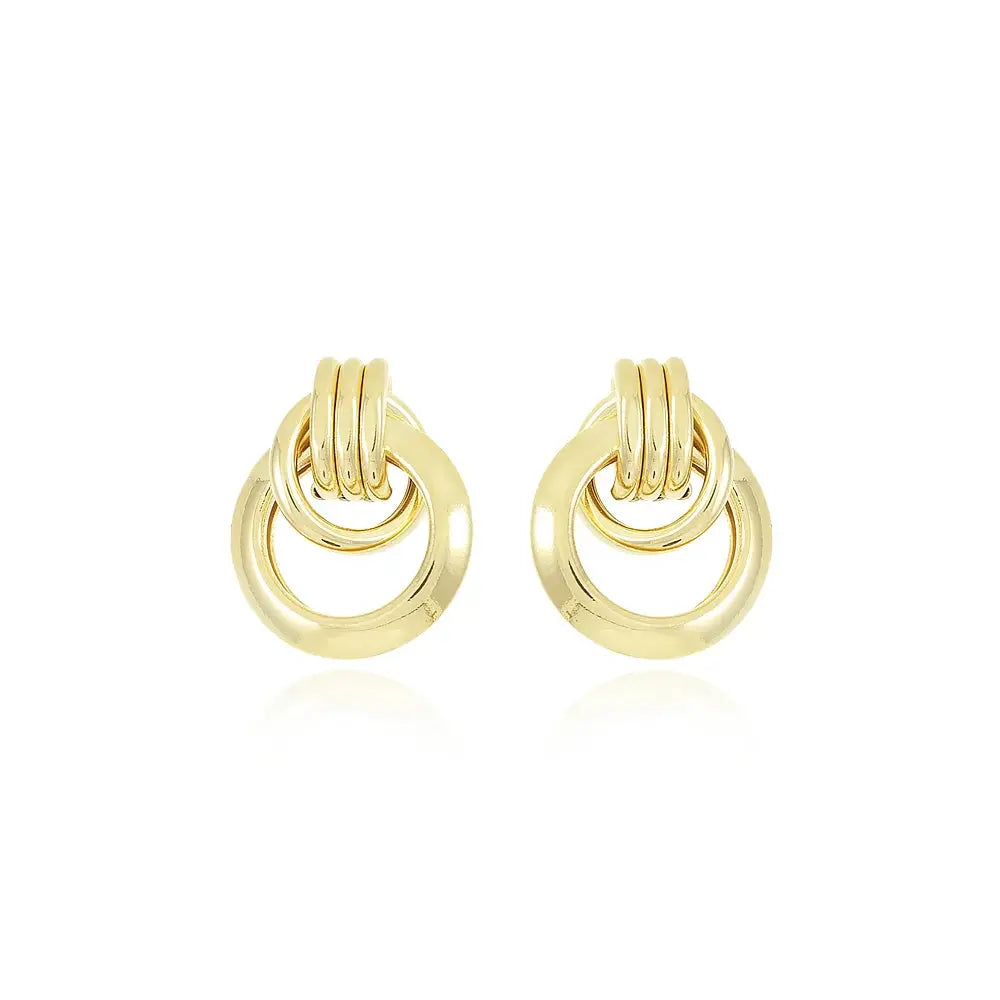 18k Gold Plated Smooth and Detailed Interlaced Earrings - Tamis Jewellery Ireland