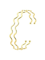 18k Gold Plated Wavy Double Hoop Half Bracelet - Tamis Jewellery Ireland