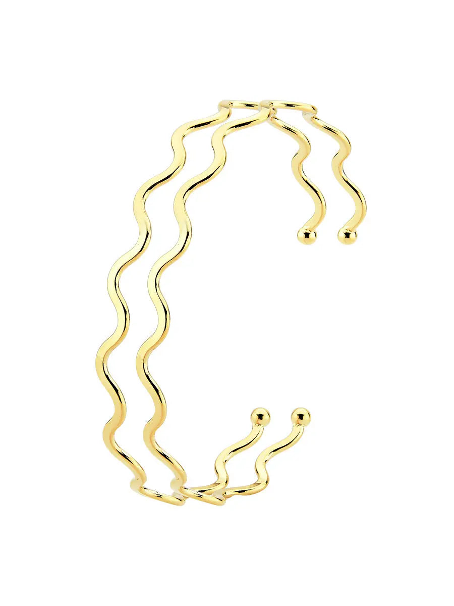 18k Gold Plated Wavy Double Hoop Half Bracelet - Tamis Jewellery Ireland