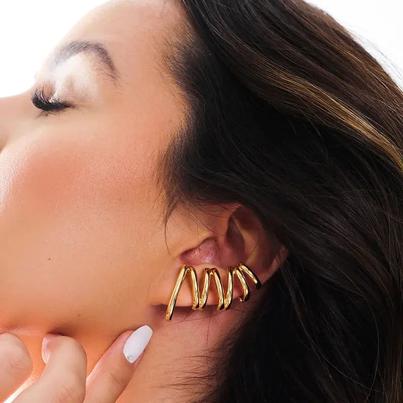 Tamis Jewellery Sleek 18K Gold Ear Cuff Earrings Ireland Dublin - Tamis Jewellery Ireland