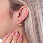 18K Gold Plated Double Detailed Ball Earrings Ireland - Tamis Jewellery Ireland