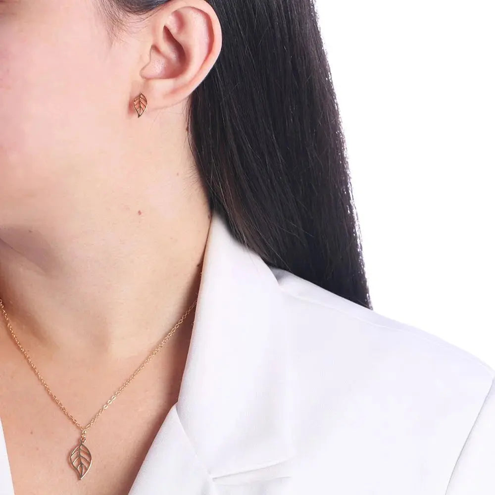 18k Gold Plated Leaf Jewellery Set - Tamis Jewellery Ireland