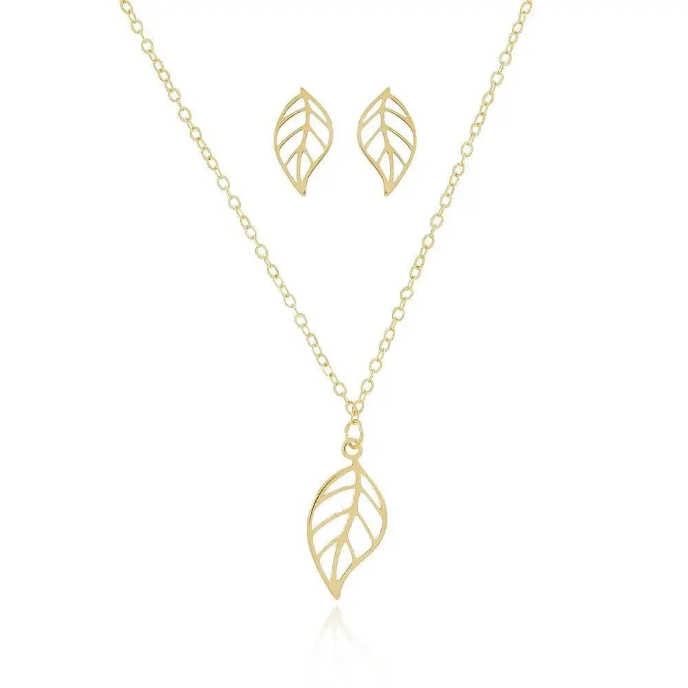 18k Gold Plated Leaf Jewellery Set - Tamis Jewellery Ireland