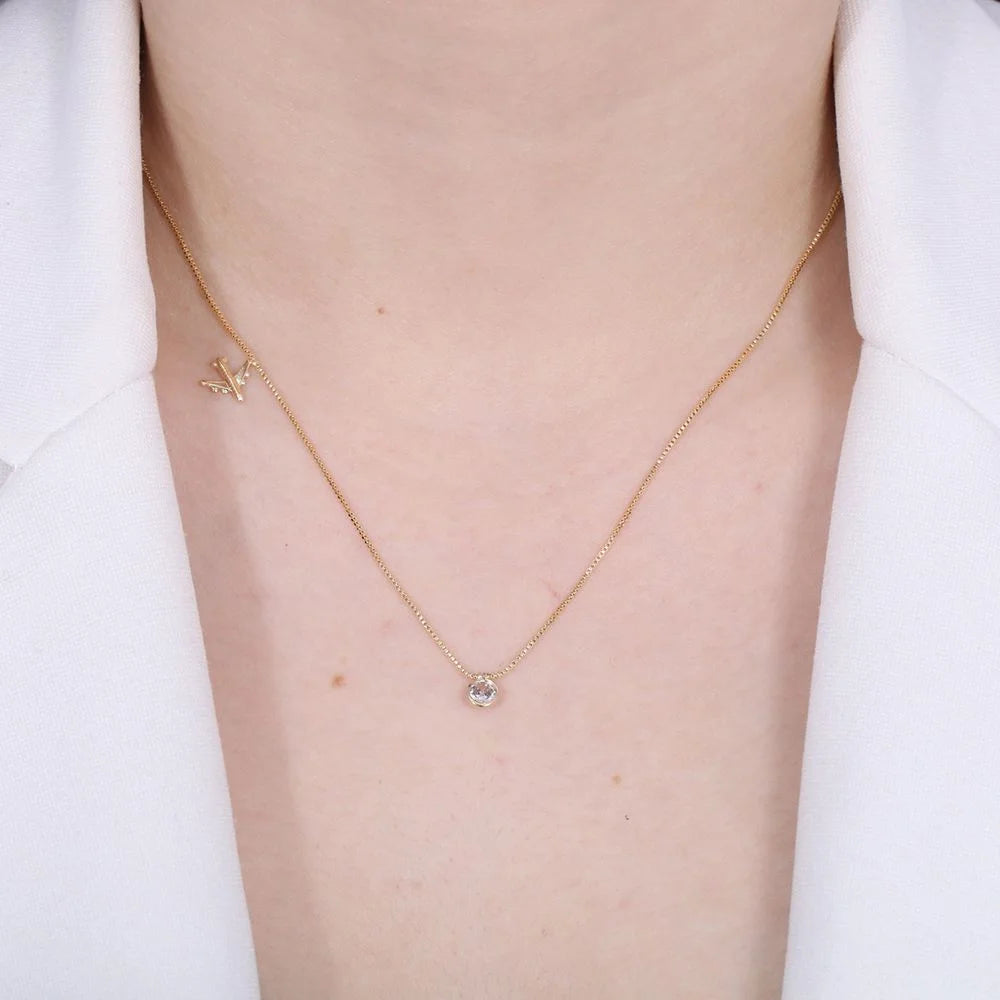 Tamis Jewellery 18k Choker Necklace With Point Of Light and Airplane in gold plating, elegant and stylish accessory