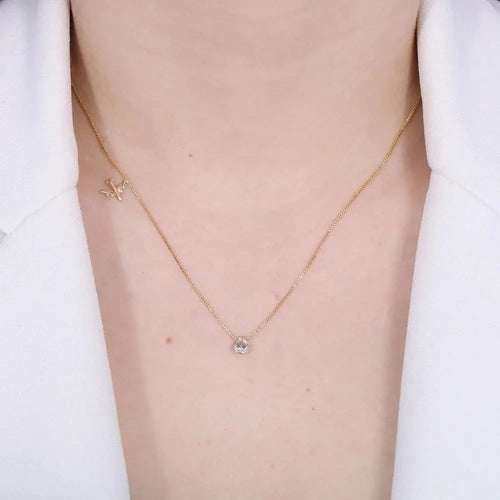 18k Gold Plated Choker Necklace With Point Of Light and Airplane - Tamis Jewellery Ireland