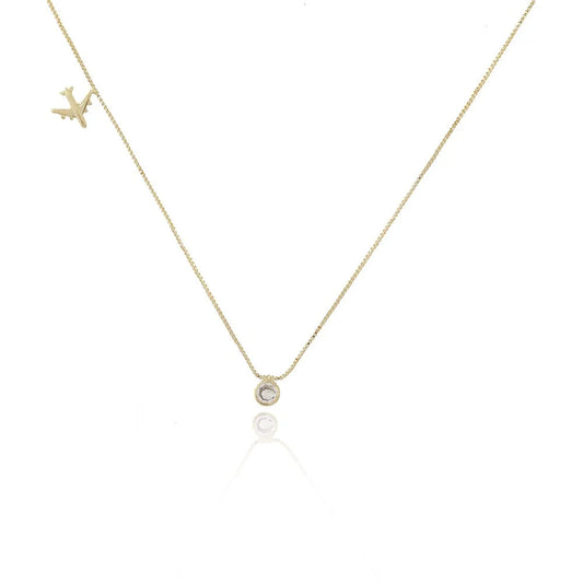 Tamis Jewellery 18k Choker Necklace With Point Of Light and Airplane featuring a delicate design and glimmering stone