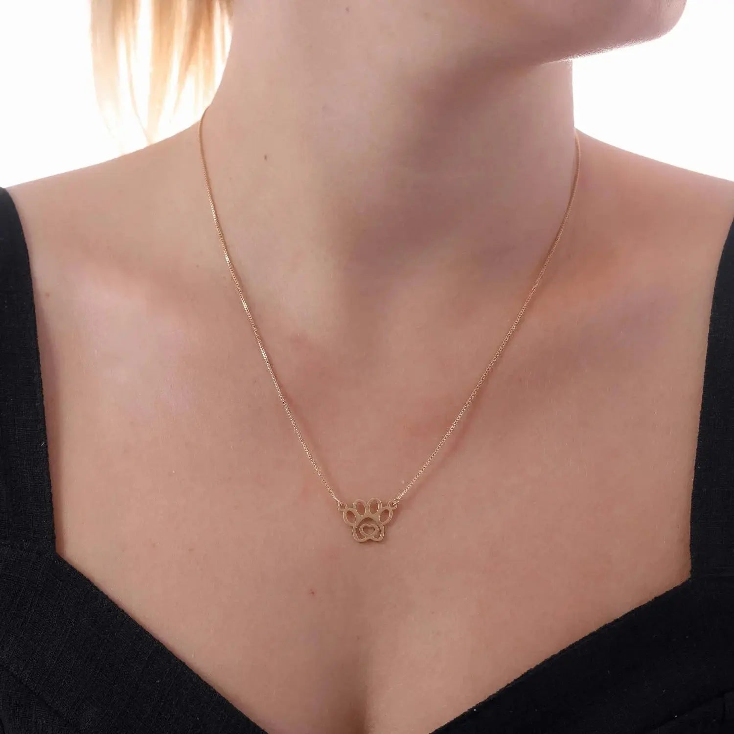 18k Gold Plated Paw and Heart Pendant Necklace Ireland - Tamis Jewellery Ireland