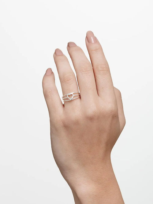 Open Heart Wire Ring 925 Sterling Silver - Tamis Jewellery Ireland