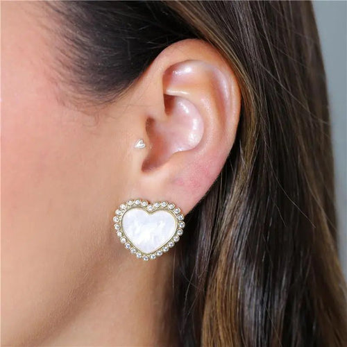 Mother of Pearl Heart Earrings