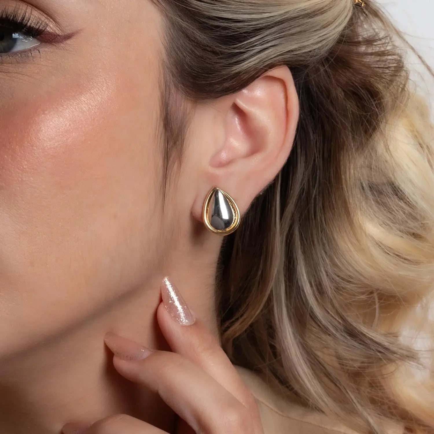 Duo Drop Earrings - Gold, Rhodium Ireland - Tamis Jewellery Ireland