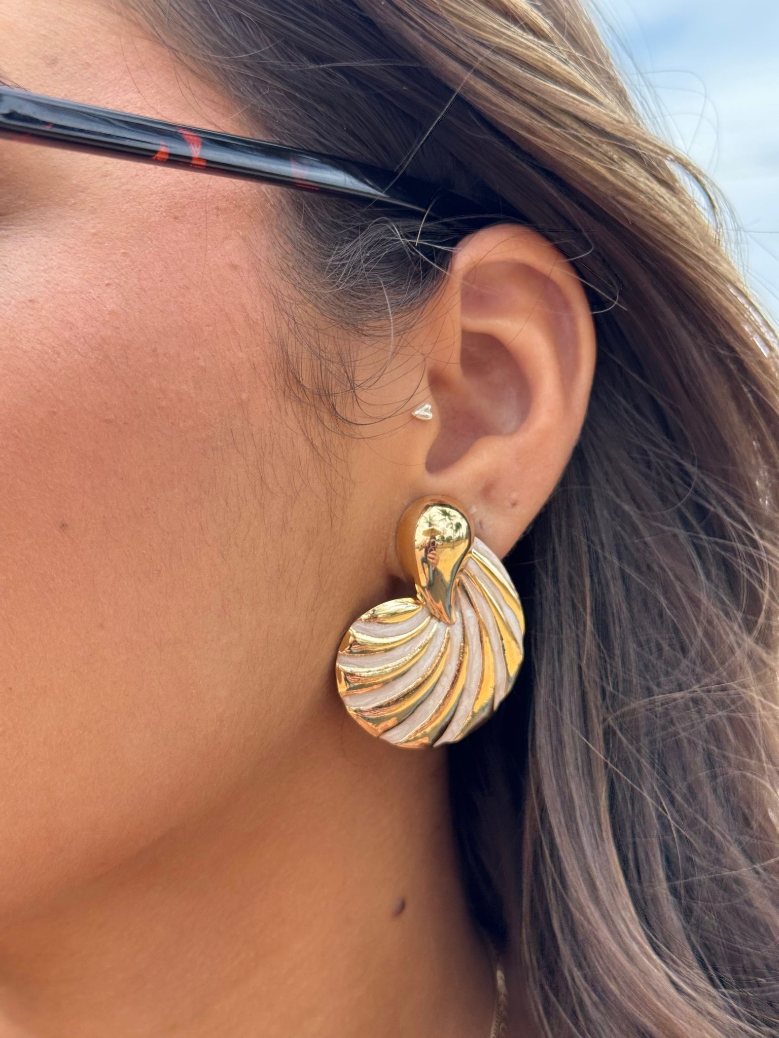 Golden Shell Earrings | Gold Plated Statement Earrings