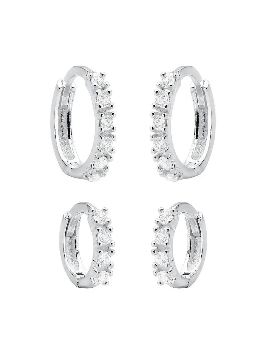 925k Silver Double Studded Hoop - Tamis Jewellery Ireland