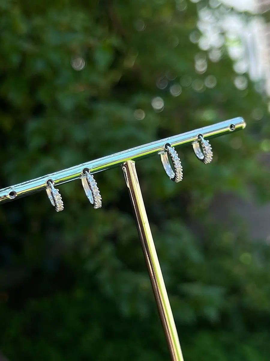 925k Silver Double Studded Hoop - Tamis Jewellery Ireland