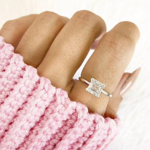 Solitaire Ring with Crystal Stone - 925k Silver Ireland - Tamis Jewellery Ireland