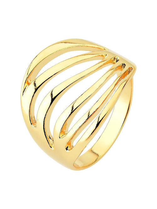 Gold openwork ring layered with bands – Dublin’s favorite stacking jewelry