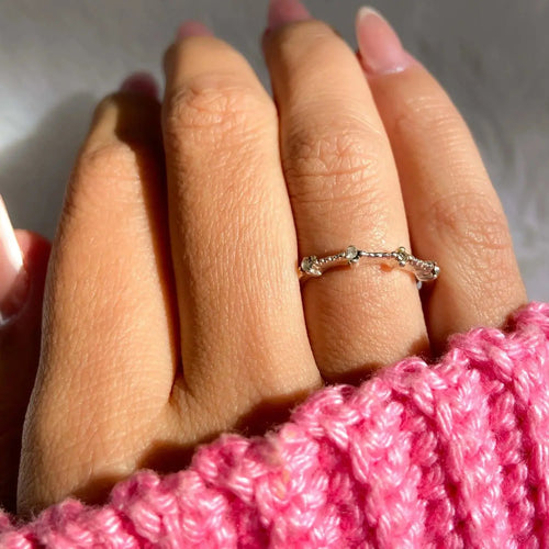 Studded Silver Ring - 925k Premium Quality - Tamis Jewellery Ireland