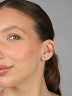 Gold clip piercing stud with other earrings - Dublin ear stack trend