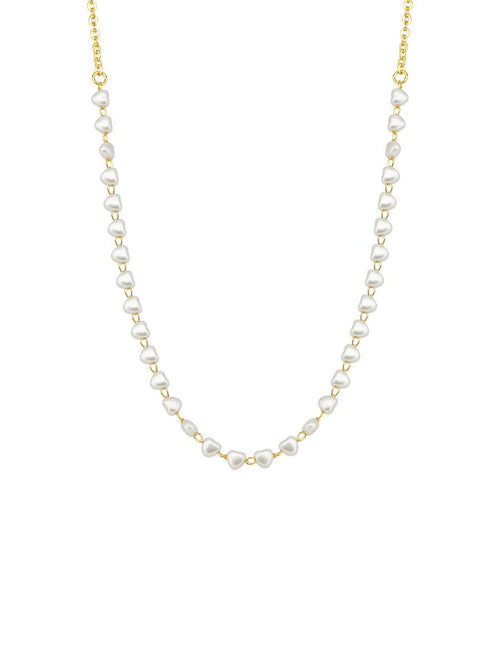 Gold heart pearl choker necklace - Tamis Dublin's romantic Brazilian jewelry