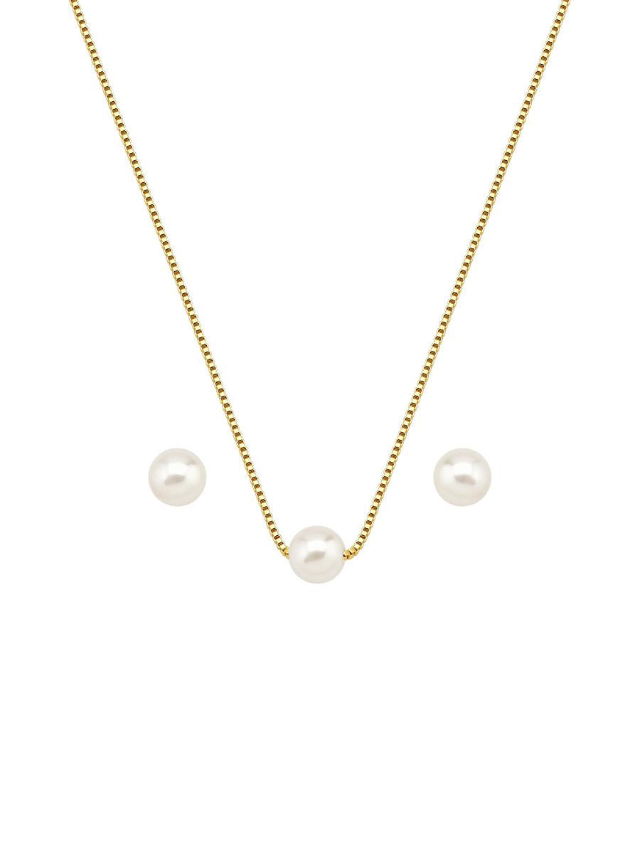 Venetian pearl jewelry set - gold necklace & earrings by Tamis Dublin