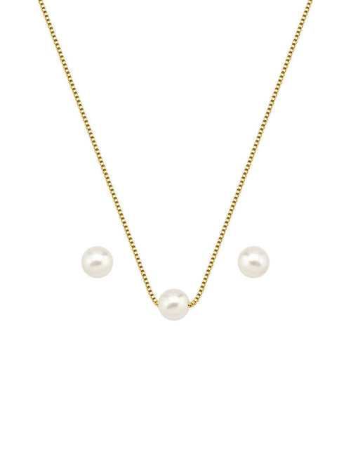 Venetian pearl jewelry set - gold necklace & earrings by Tamis Dublin