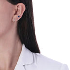 Trioof Hoop Earrings with Blue Zirconia Stud - Tamis Jewellery Ireland