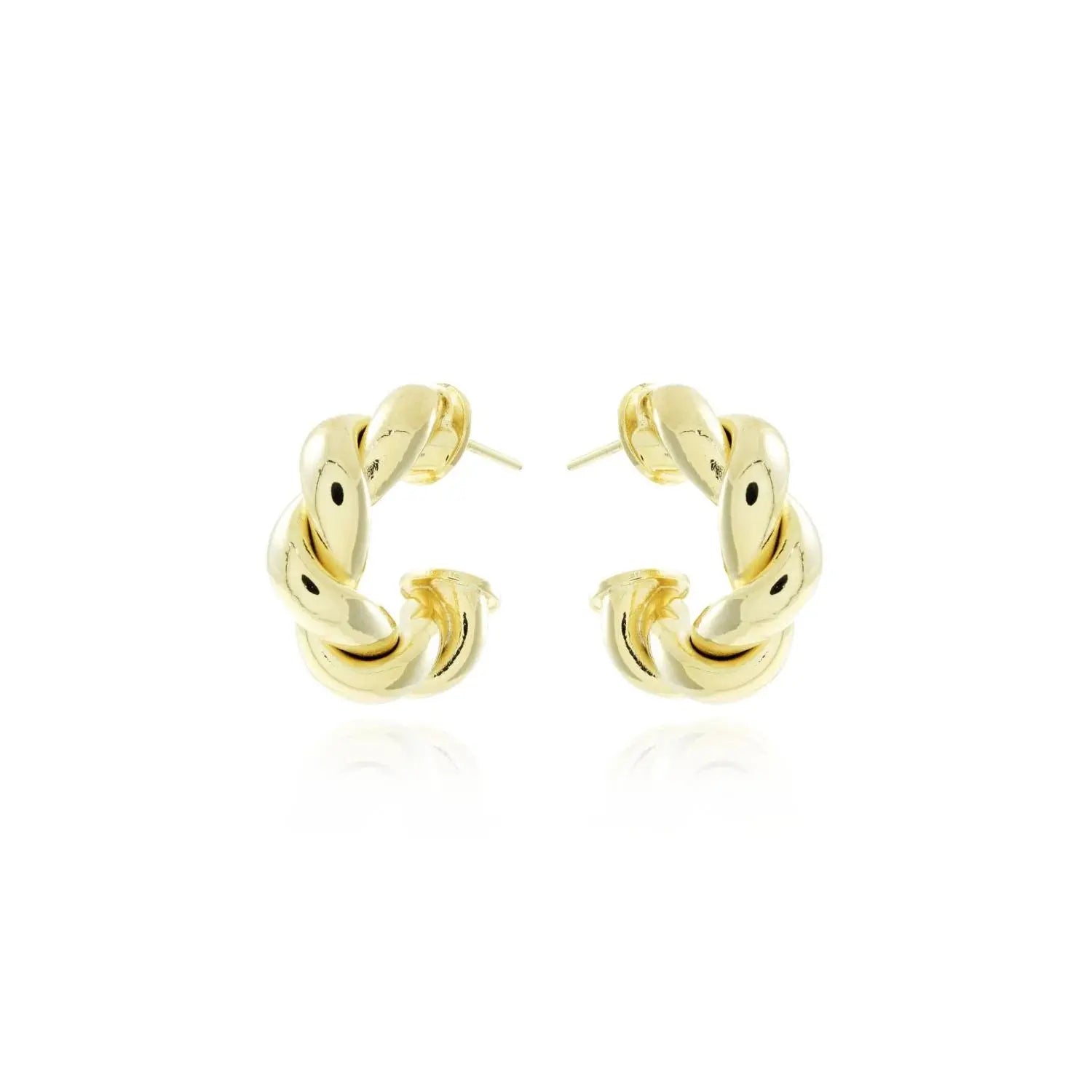 18k Gold Plated Twisted Half Hoop Earring - Tamis Jewellery Ireland